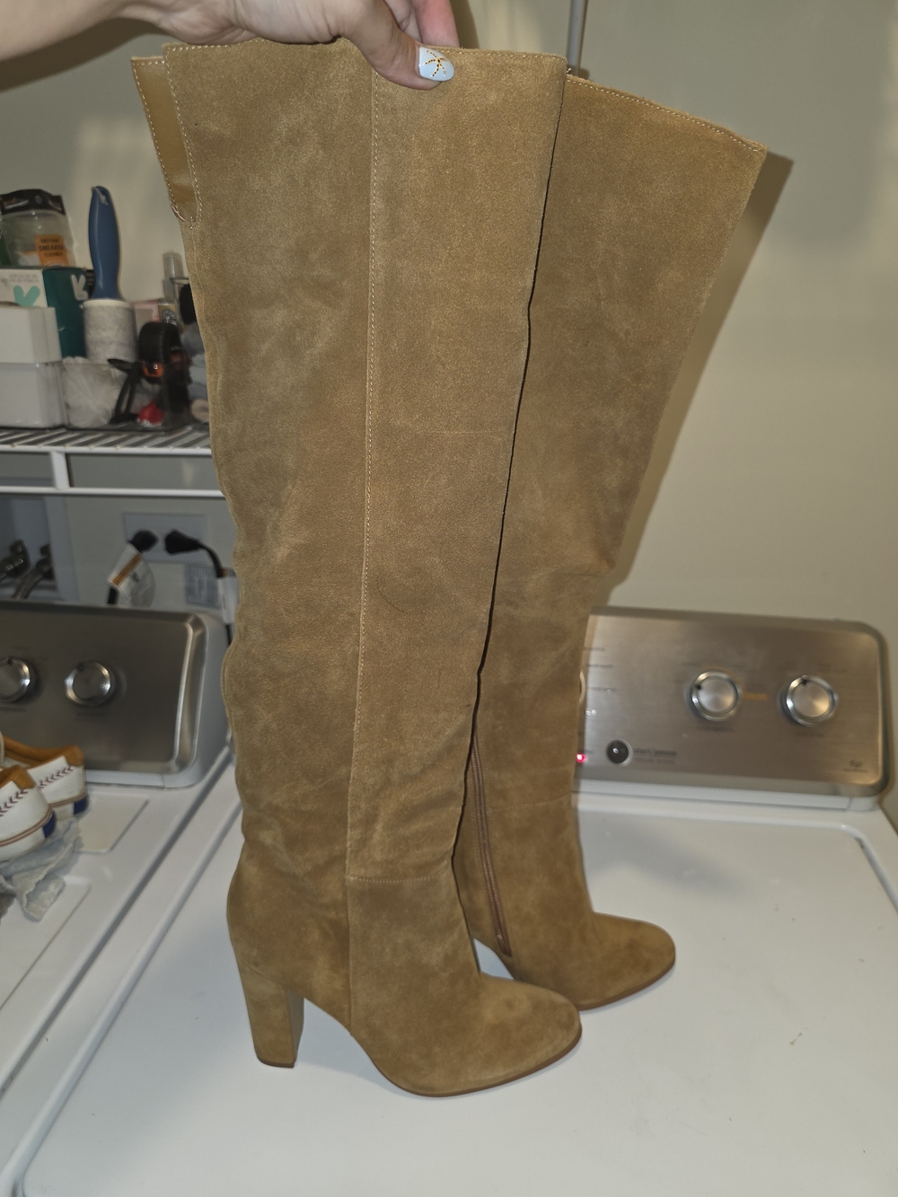 Steve Madden Camel Suede Over-the-Knee Block Heel Boots